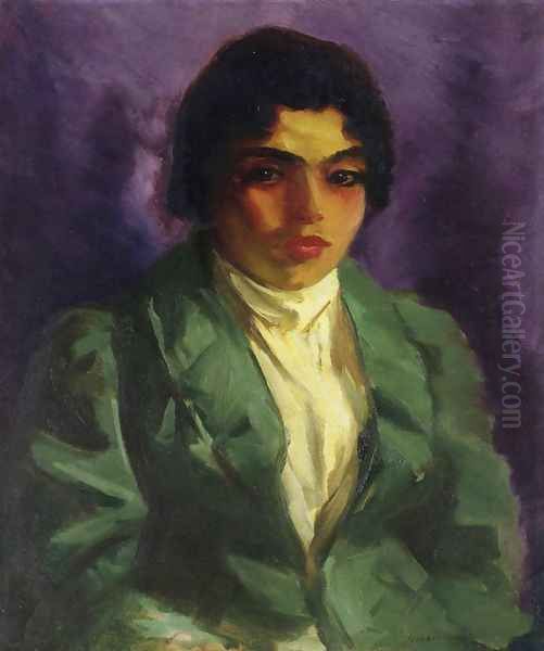 The Green Coat Oil Painting by Robert Henri