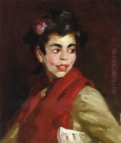 Newsgirl Madrid Spain Oil Painting by Robert Henri