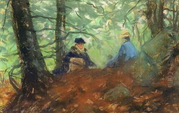 Two Girls In The Woods Oil Painting by Robert Henri