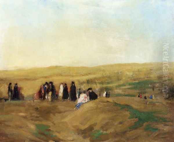 Procession In Spain Aka Spanish Landscape With Figures Oil Painting by Robert Henri