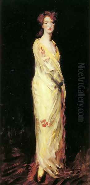 Marjorie in a Yellow Shawl Oil Painting by Robert Henri