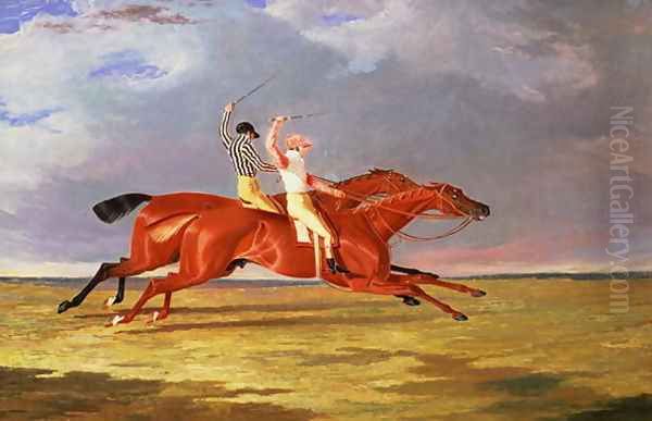 'Acteon' beating 'Memnon' in the Great Subscription Purse at York, August 1826 Oil Painting by John Frederick Herring Snr