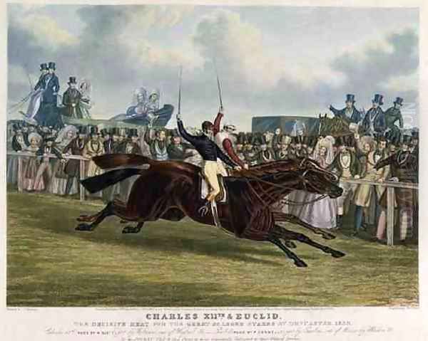 'Charles XII' and 'Euclid', The Decisive Heat for the Great St. Leger Stakes at Doncaster, 1839 Oil Painting by John Frederick Herring Snr