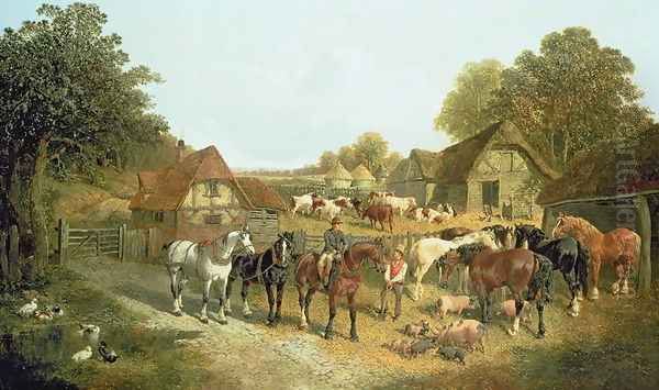 An English Homestead Oil Painting by John Frederick Herring Snr