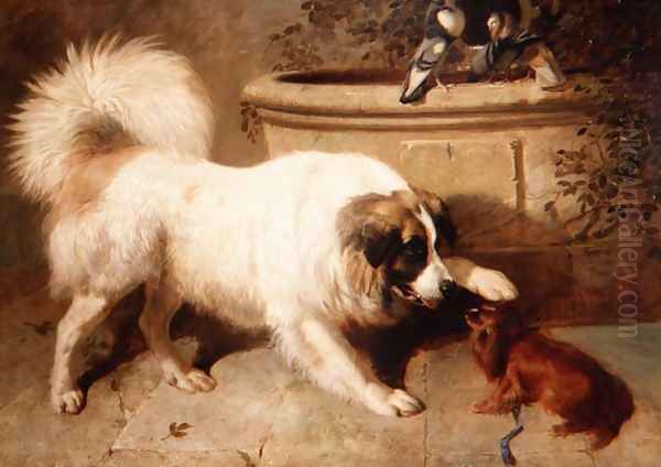 A Friendly Gesture, 1847 Oil Painting by John Frederick Herring Snr