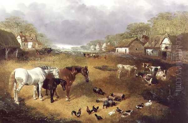 A farmyard in Spring Oil Painting by John Frederick Herring Snr