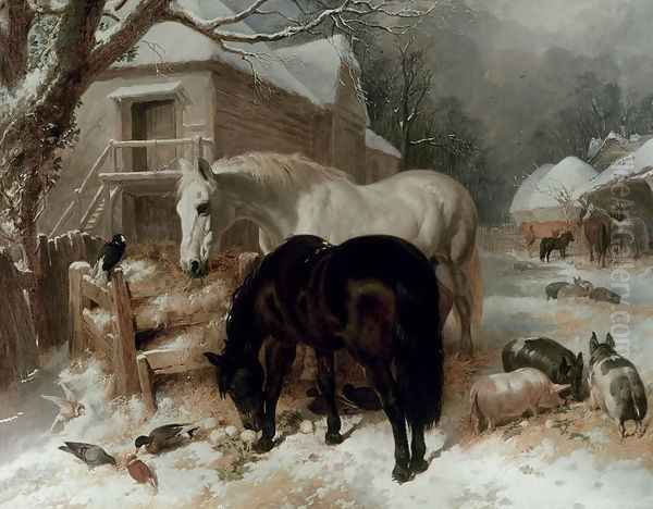 Farmyard Scene Oil Painting by John Frederick Herring Snr