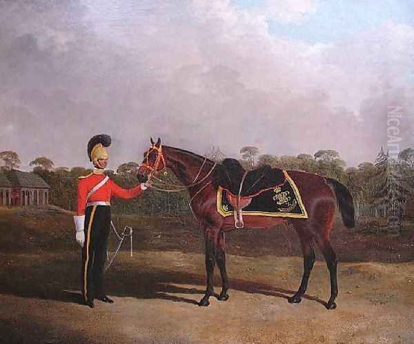 Robert Knox with his Charger, 6th Dragoon Guards (Caribineers) Oil Painting by John Frederick Herring Snr