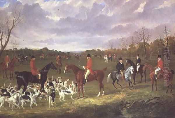 The Meet of the East Suffolk Hounds at Chippenham Park Oil Painting by John Frederick Herring Snr