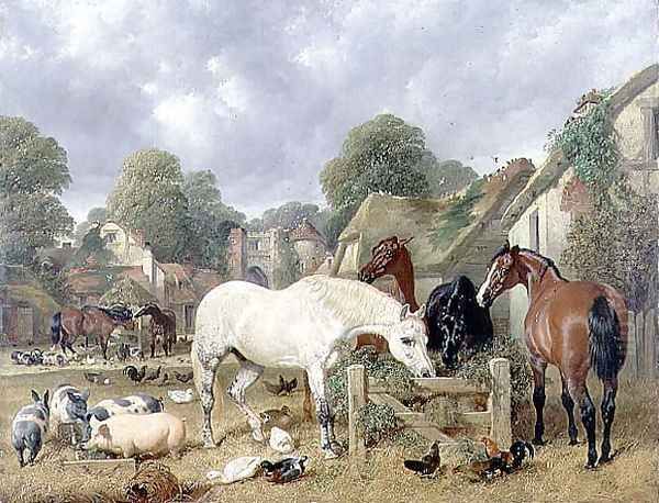 Horses in a Paddock, 1852 Oil Painting by John Frederick Herring Snr