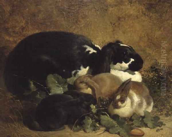 Rabbits, 1852 Oil Painting by John Frederick Herring Snr