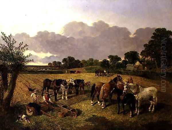 Resting Plough Team Oil Painting by John Frederick Herring Snr