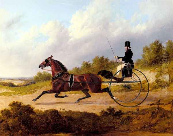 The Famous Trotter Confidence Drawing A Gig Oil Painting by John Frederick Herring Snr