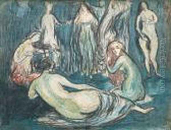 Les Baigneuses Oil Painting by Louis Anquetin