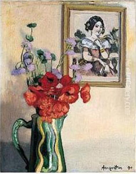 Vase De Fleurs Oil Painting by Louis Anquetin