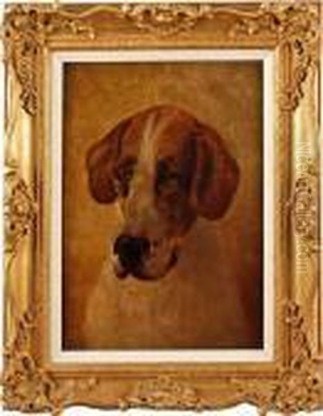 Hound's Head Oil Painting by Richard Ansdell