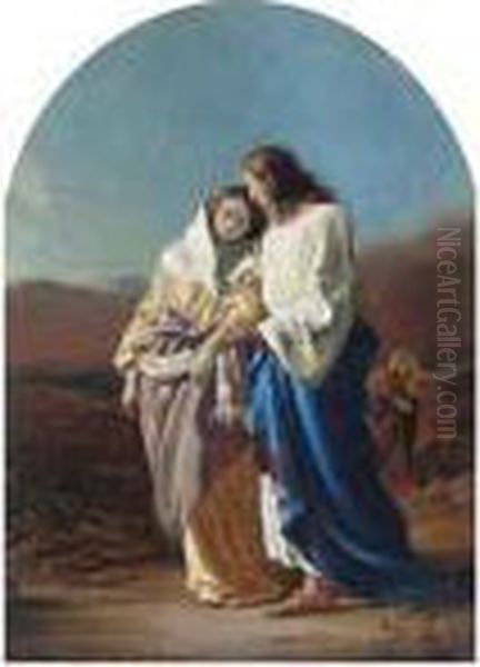 Jesus And Mary Oil Painting by Richard Ansdell