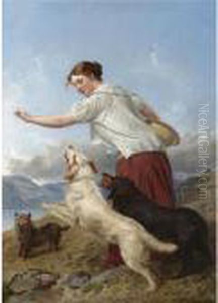 The Highland Lassie Oil Painting by Richard Ansdell