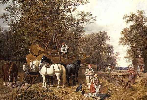 The Timber Waggon, 1858 Oil Painting by John Frederick Herring Snr