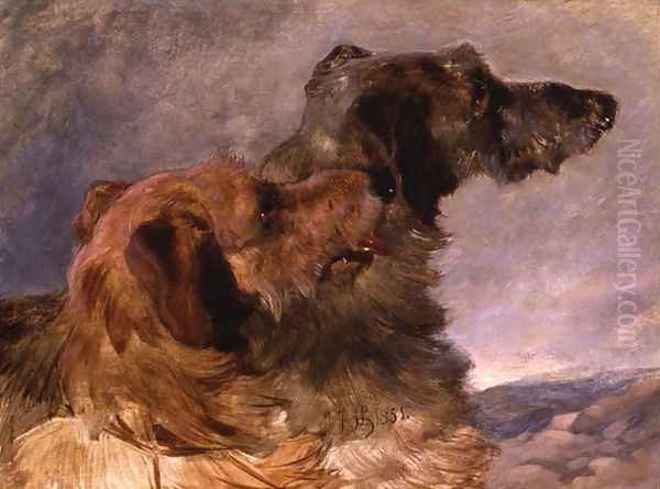 Two Deerhounds, 1851 Oil Painting by John Frederick Herring Snr