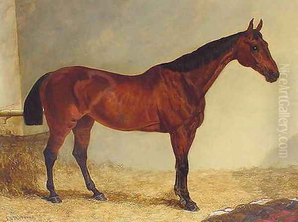 Gypsy, Bay Horse in a Stable Oil Painting by John Frederick Herring Snr