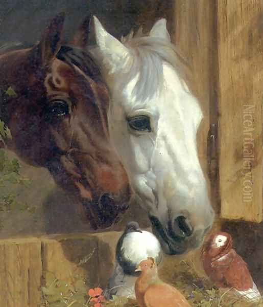 Best of Friends Detail 1847 Oil Painting by John Frederick Herring Snr