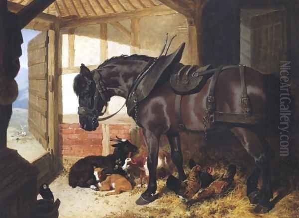 A Bay Carthorse 1848 Oil Painting by John Frederick Herring Snr