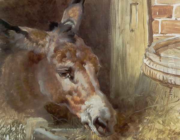 A Donkey Feeding Oil Painting by John Frederick Herring Snr