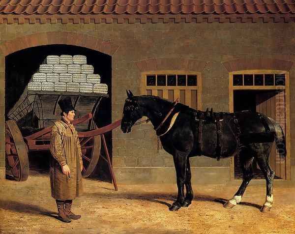 A Cart Horse And Driver Outside A Stable Oil Painting by John Frederick Herring Snr