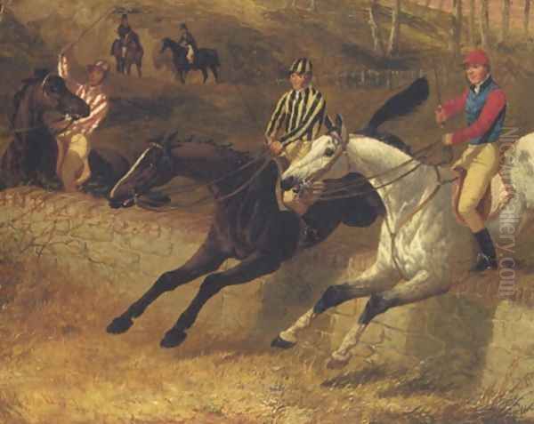 Steeplechase The Wall 1 Detail Oil Painting by John Frederick Herring Snr