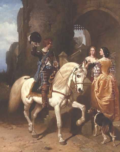 The Cavalier's Visit Oil Painting by John Frederick Herring Snr