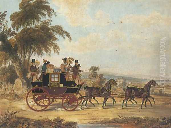 Brighton London Coach 1831 Oil Painting by John Frederick Herring Snr