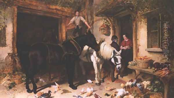 The Farmyard Oil Painting by John Frederick Herring Snr