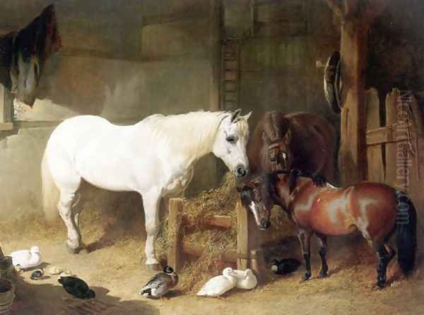 Horse Team After Work 1844 Oil Painting by John Frederick Herring Snr