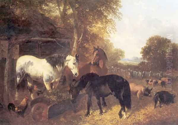 A Farmyard Scene Oil Painting by John Frederick Herring Snr