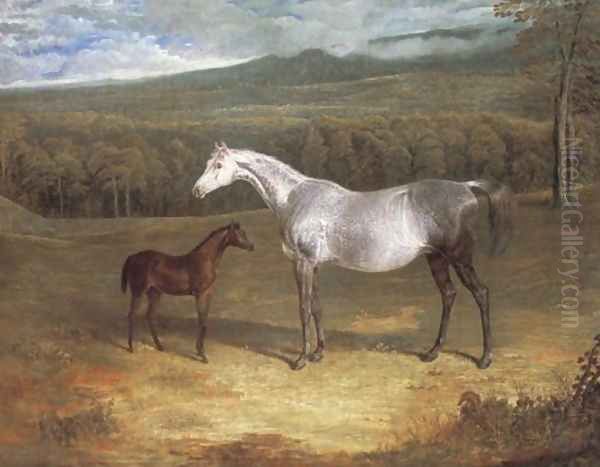 Jack Spigot Foal With Mother 1818 Oil Painting by John Frederick Herring Snr