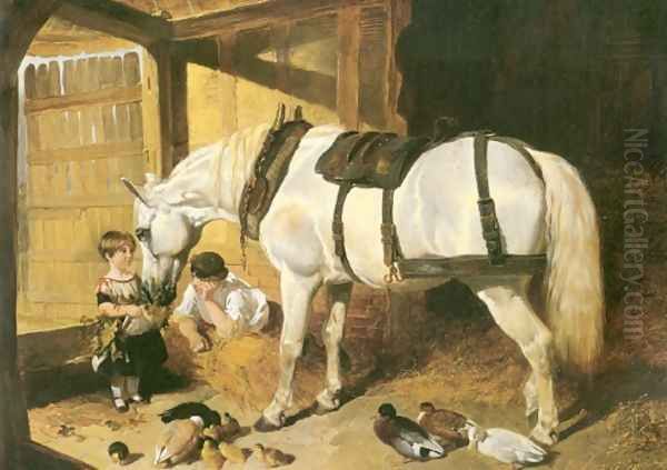 Feeding Time Oil Painting by John Frederick Herring Snr