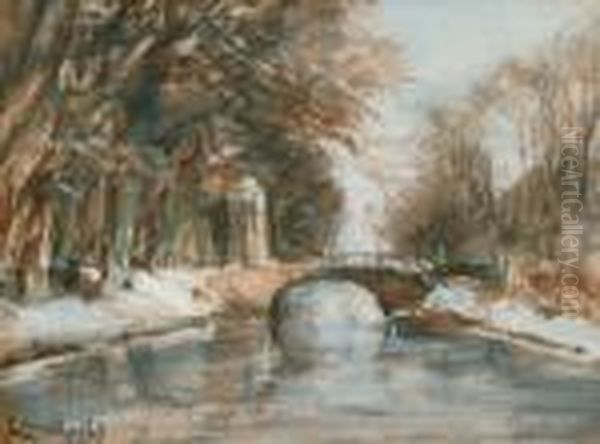 Winterliche Fluslandschaft Oil Painting by Louis Apol