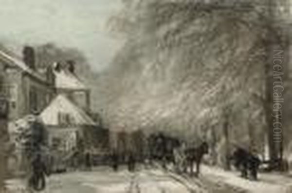 The Oude Scheveningseweg In Winter, The Hague Oil Painting by Louis Apol