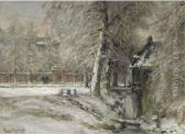 A Wintry Day In The Haagse Bos Oil Painting by Louis Apol