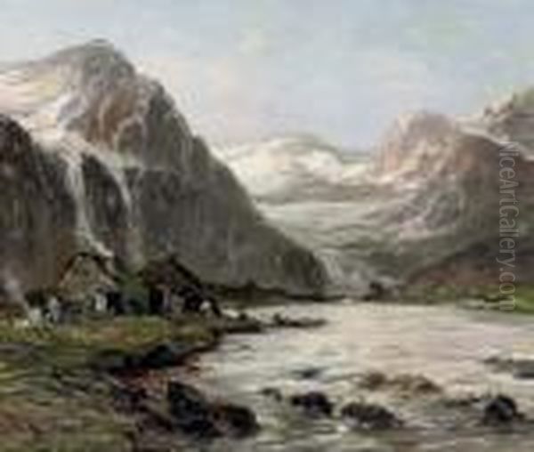 A Fjord In Norway Oil Painting by Louis Apol