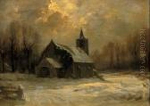 The Snow-covered Church Oil Painting by Louis Apol