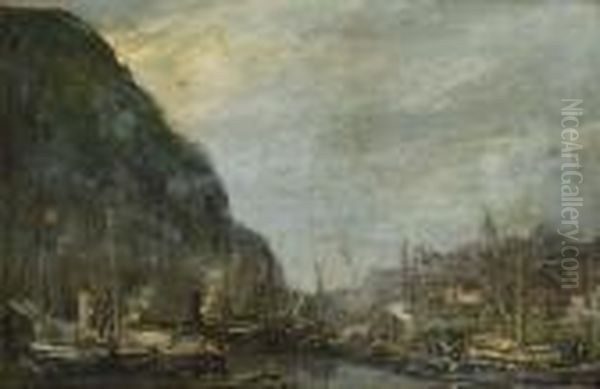 Harbour Of Bergen Oil Painting by Louis Apol