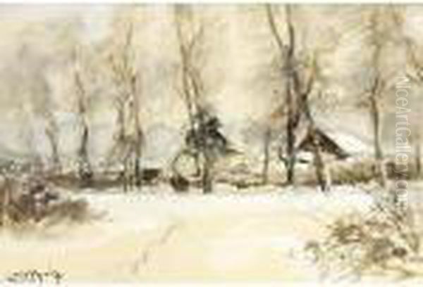 Winter Time Oil Painting by Louis Apol