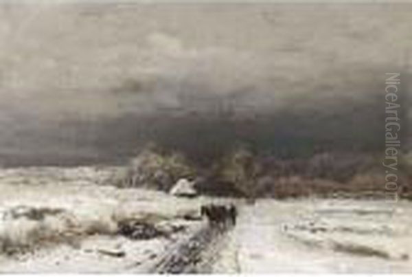 A Late Afternoon In Winter Oil Painting by Louis Apol