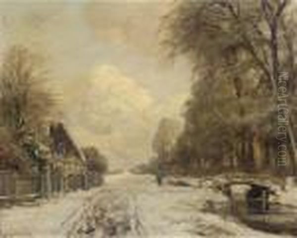 A Late Afternoon In Winter Oil Painting by Louis Apol