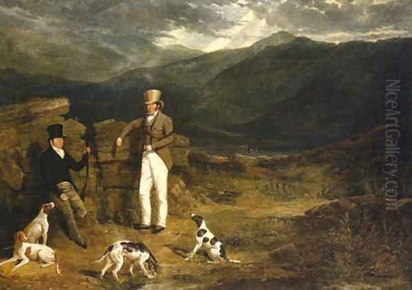 John Barker With Pointers 1824 Oil Painting by John Frederick Herring Snr