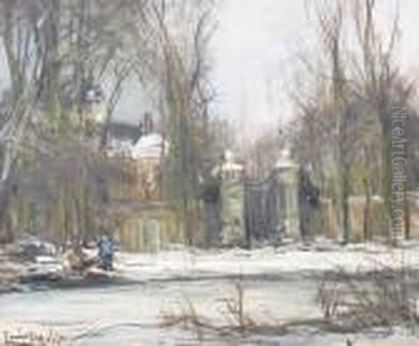 A Country Road In Winter Oil Painting by Louis Apol