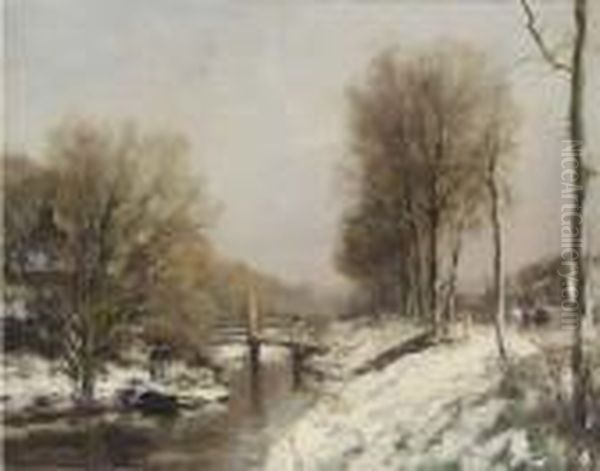 A Sunny Winter's Day Oil Painting by Louis Apol