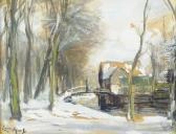 Wooded Winter Landscapes Oil Painting by Louis Apol